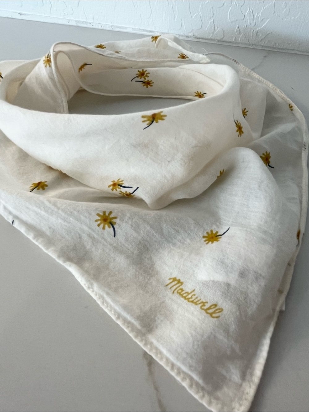Madewell 100% Organic Cotton Handkerchief | Cream and Yellow Flower Print - Picture 2 of 7